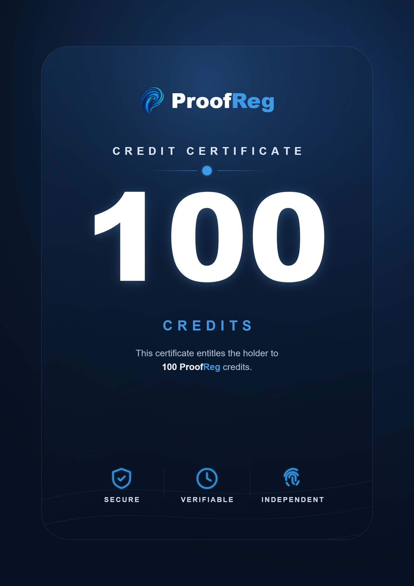 100 kredytów rejestracyjnych ProofReg