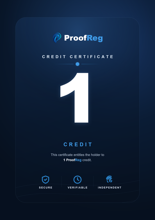 1 kredyt rejestracyjny ProofReg