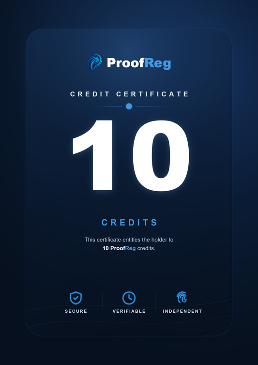 10 kredytów rejestracyjnych ProofReg