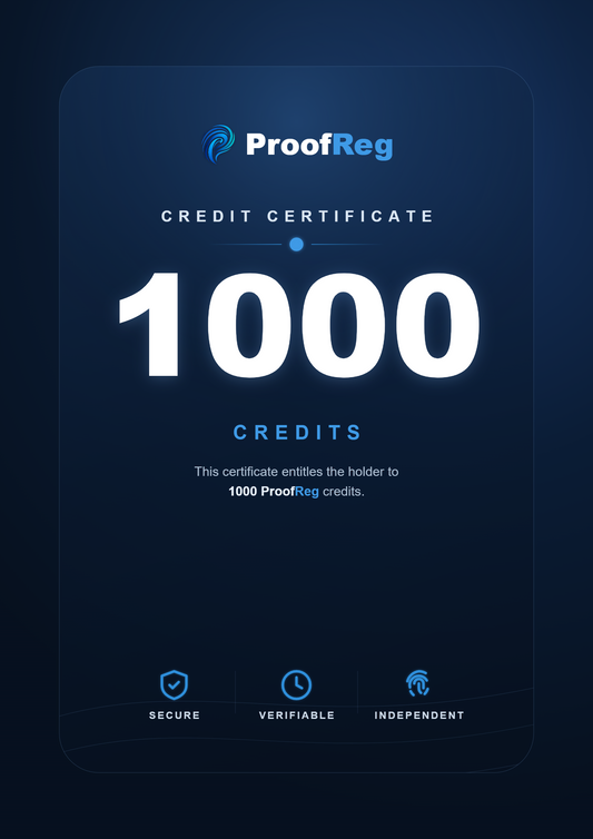 1000 kredytów rejestracyjnych ProofReg